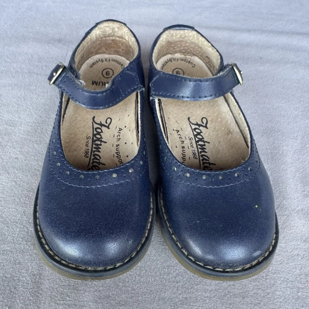 Size 9c - Footmates Allie Navy Blue Mary Jane Shoes 2846 Preschool‎ Girls